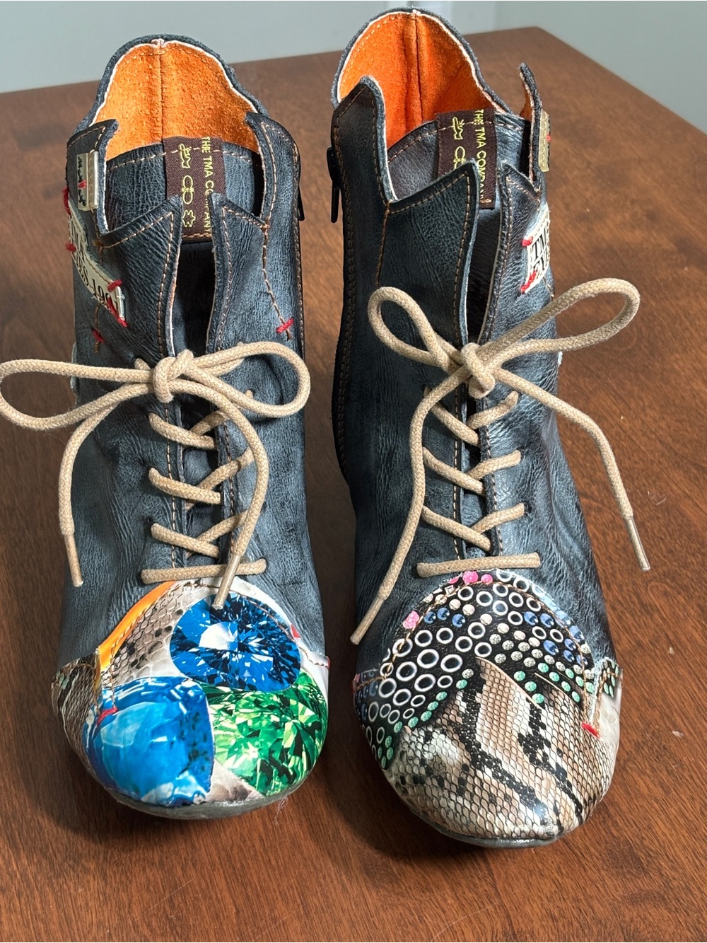 TMA EYES patchwork leather retro boots